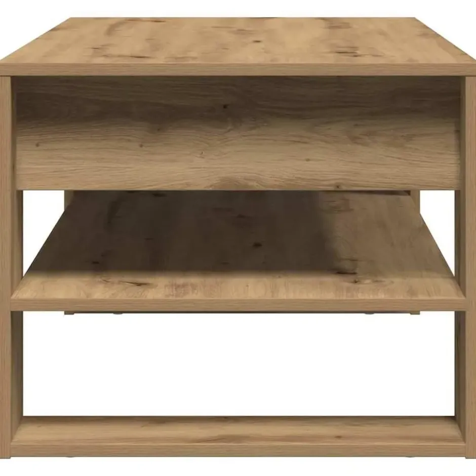 vidaXL - Rechthoekige Salontafel met plank - Artisanaal eiken - Hout - 102x55 cm