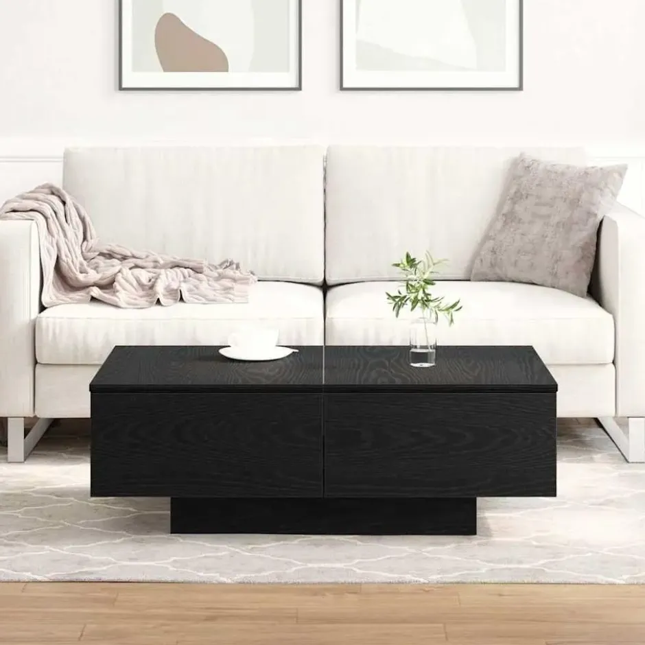 vidaXL - Rechthoekige Salontafel met 4 lades - Zwart eiken - Hout - 90x60 cm