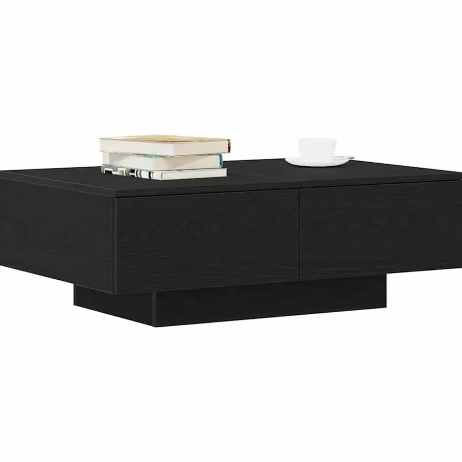 vidaXL - Rechthoekige Salontafel met 4 lades - Zwart eiken - Hout - 90x60 cm