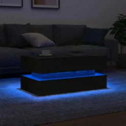 vidaXL - Rechthoekige Salontafel met LED - Zwart eiken - Hout - 90x50x40 cm