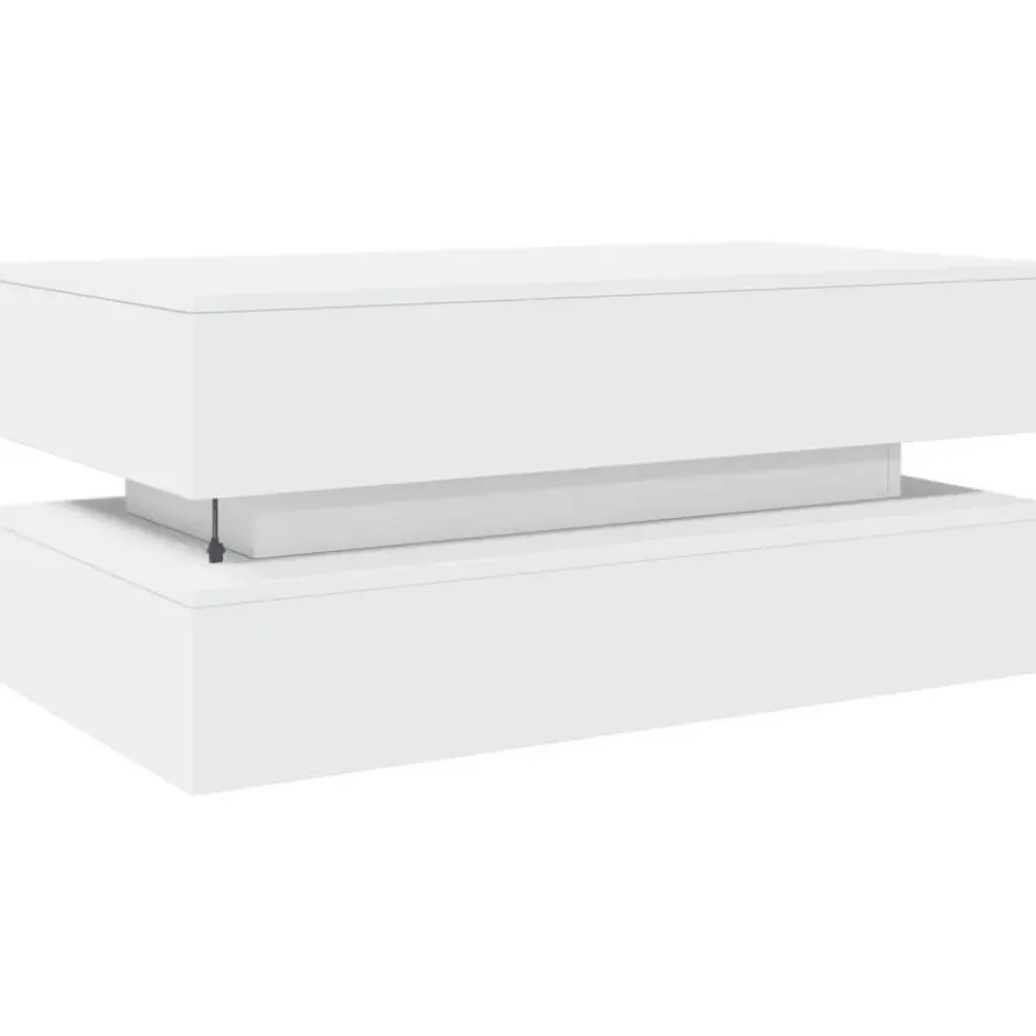 vidaXL - Rechthoekige Salontafel met LED - Wit - Bewerkt hout - 90x50x40 cm