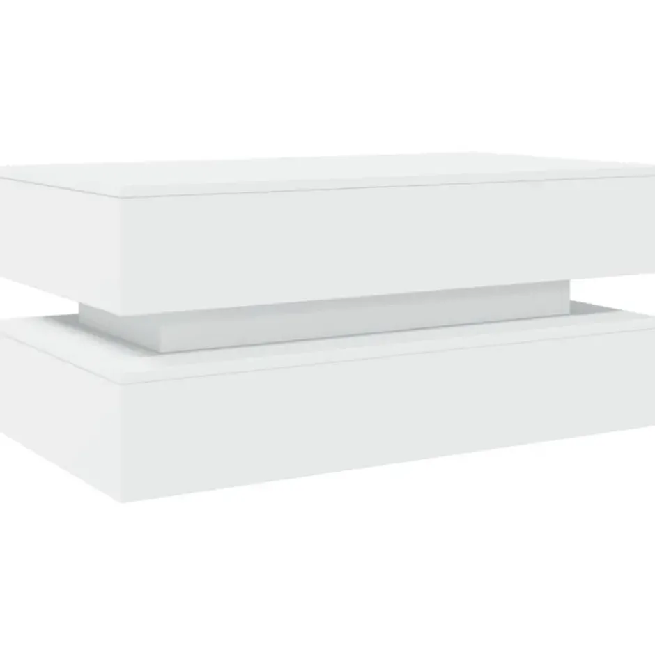 vidaXL - Rechthoekige Salontafel met LED - Wit - Bewerkt hout - 90x50x40 cm