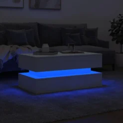 vidaXL - Rechthoekige Salontafel met LED - Wit - Bewerkt hout - 90x50x40 cm