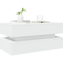 vidaXL - Rechthoekige Salontafel met LED - Wit - Bewerkt hout - 90x50x40 cm