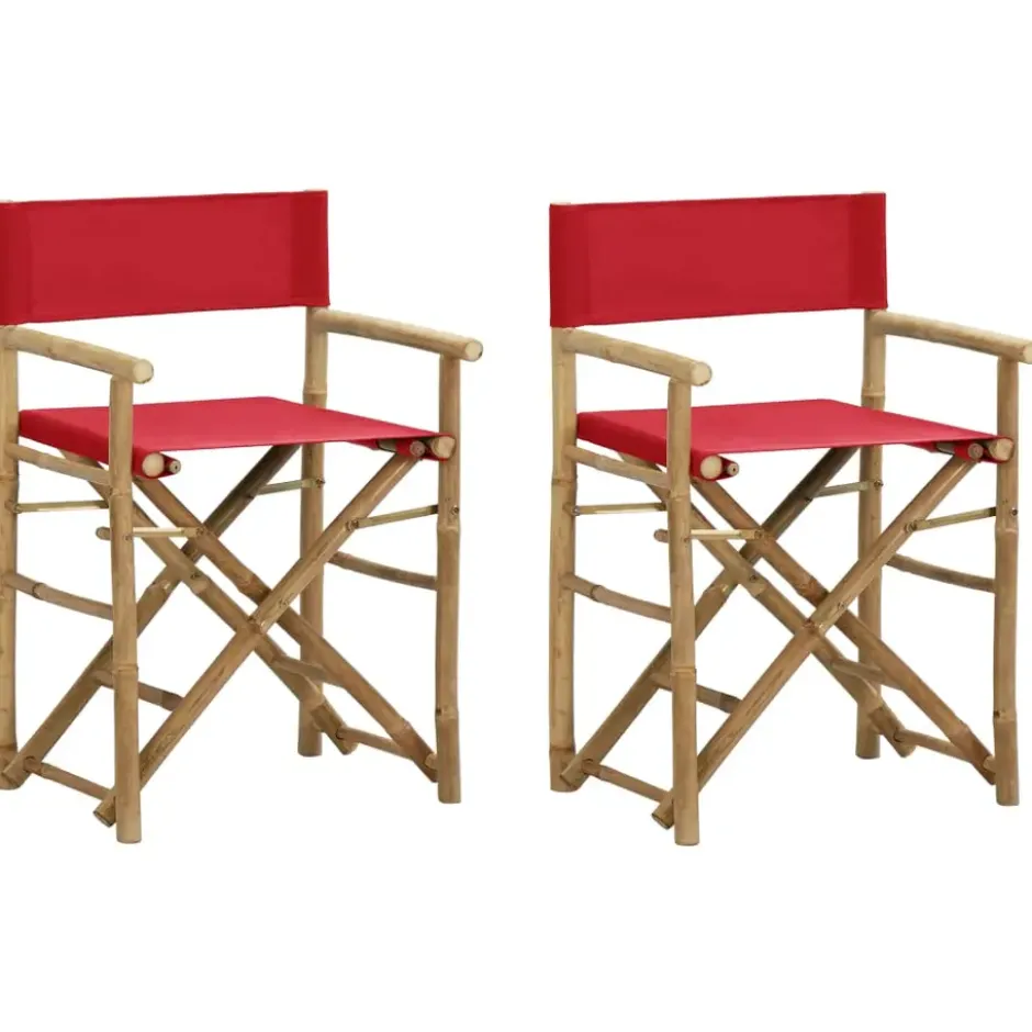 vidaXL - Regisseursstoel - Rood - Bamboe en stof - 2 stuks - Inklapbaar