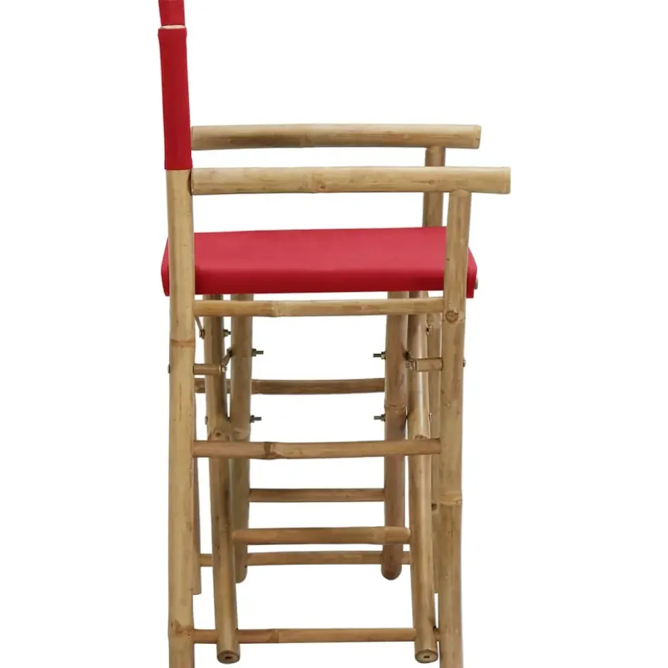vidaXL - Regisseursstoel - Rood - Bamboe en stof - 2 stuks - Inklapbaar