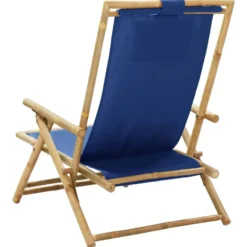 vidaXL - Relaxstoel - Blauw - Bamboe en stof - Verstelbaar