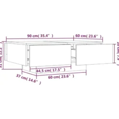 vidaXL - Salontafel - Bruin - Bewerkt hout - 90 x 60 x 31 cm
