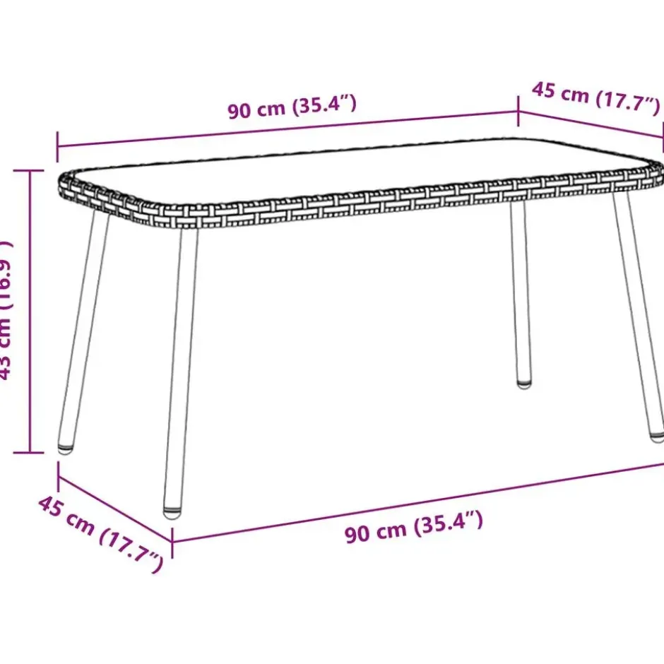 vidaXL - Salontafel - Light Grey - Metal - 90 x 45 x 43 cm