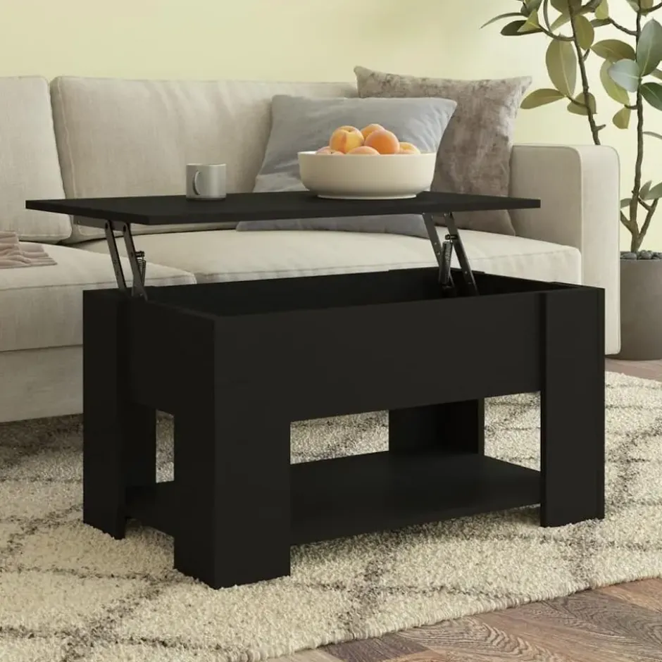 vidaXL - Salontafel - Zwart - Bewerkt hout - 79 x 49 x 41 cm