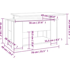 vidaXL - Salontafel - Zwart - Bewerkt hout - 79 x 49 x 41 cm