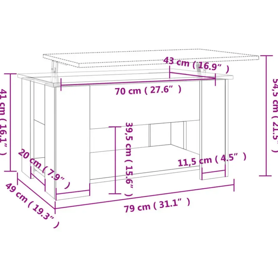 vidaXL - Salontafel - Zwart - Bewerkt hout - 79 x 49 x 41 cm