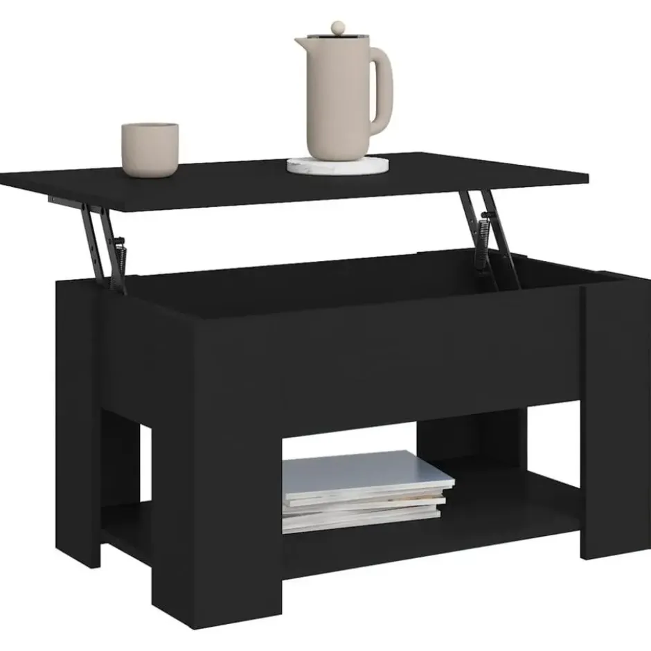 vidaXL - Salontafel - Zwart - Bewerkt hout - 79 x 49 x 41 cm