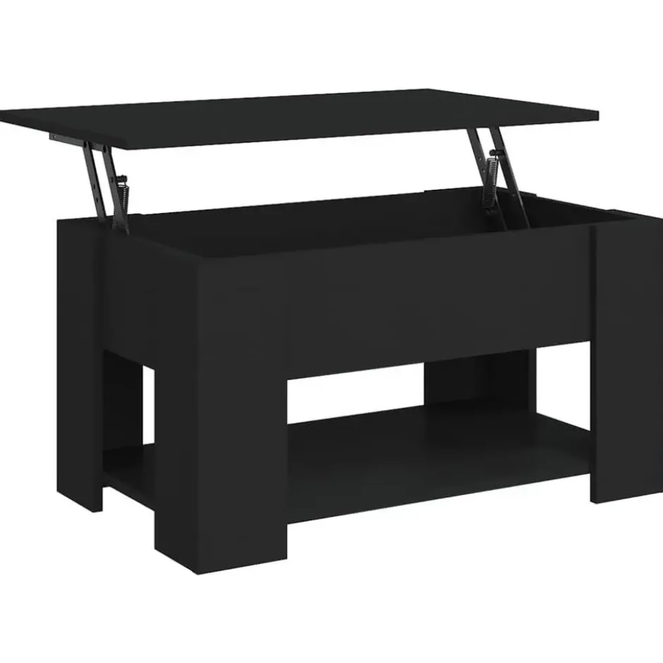 vidaXL - Salontafel - Zwart - Bewerkt hout - 79 x 49 x 41 cm