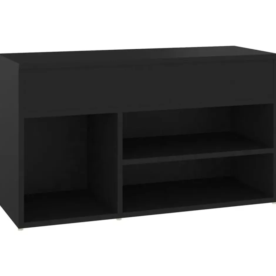 vidaXL - Schoenenbank - Zwart - Bewerkt hout