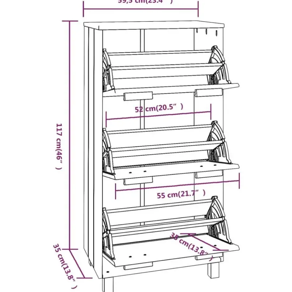 vidaXL - Schoenenkast - Bruin - Grenenhout