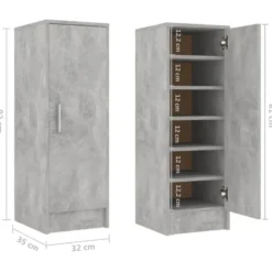 vidaXL - Schoenenkast - Grijs - Bewerkt hout - 31.5 x 35 x 92 cm