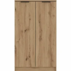 vidaXL - Schoenenkast met 2 deuren - Artisanaal eiken - Hout - 59x35x100.5 cm
