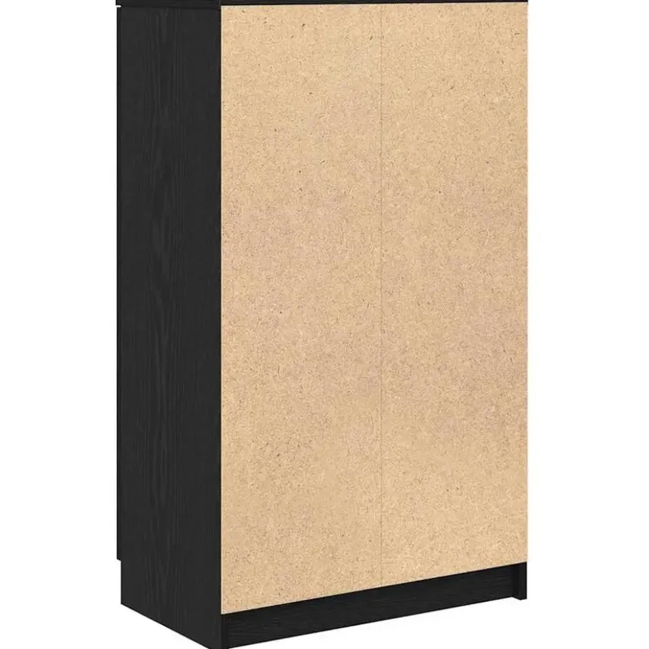 vidaXL - Schoenenkast met 2 deuren - Zwart eiken - Bewerkt hout - 59x35x70 cm