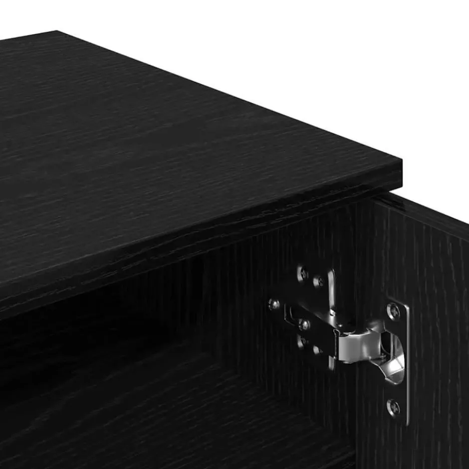vidaXL - Schoenenkast met 2 deuren - Zwart eiken - Bewerkt hout - 59x35x70 cm
