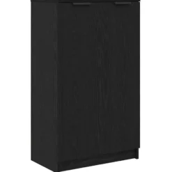 vidaXL - Schoenenkast met 2 deuren - Zwart eiken - Bewerkt hout - 59x35x70 cm
