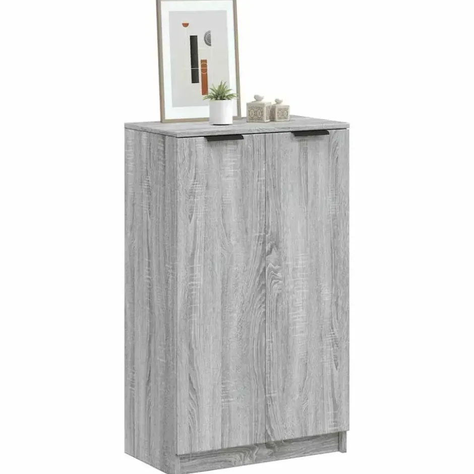 vidaXL - Schoenenkast met 2 deuren - Grijs sonoma eiken - Hout - 59x35x100.5 cm