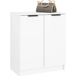 vidaXL - Schoenenkast met 2 deuren - Wit - Bewerkt hout - 59x35x70 cm
