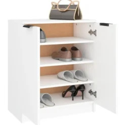 vidaXL - Schoenenkast met 2 deuren - Wit - Bewerkt hout - 59x35x70 cm