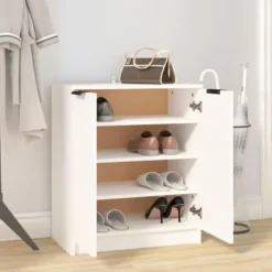 vidaXL - Schoenenkast met 2 deuren - Wit - Bewerkt hout - 59x35x70 cm