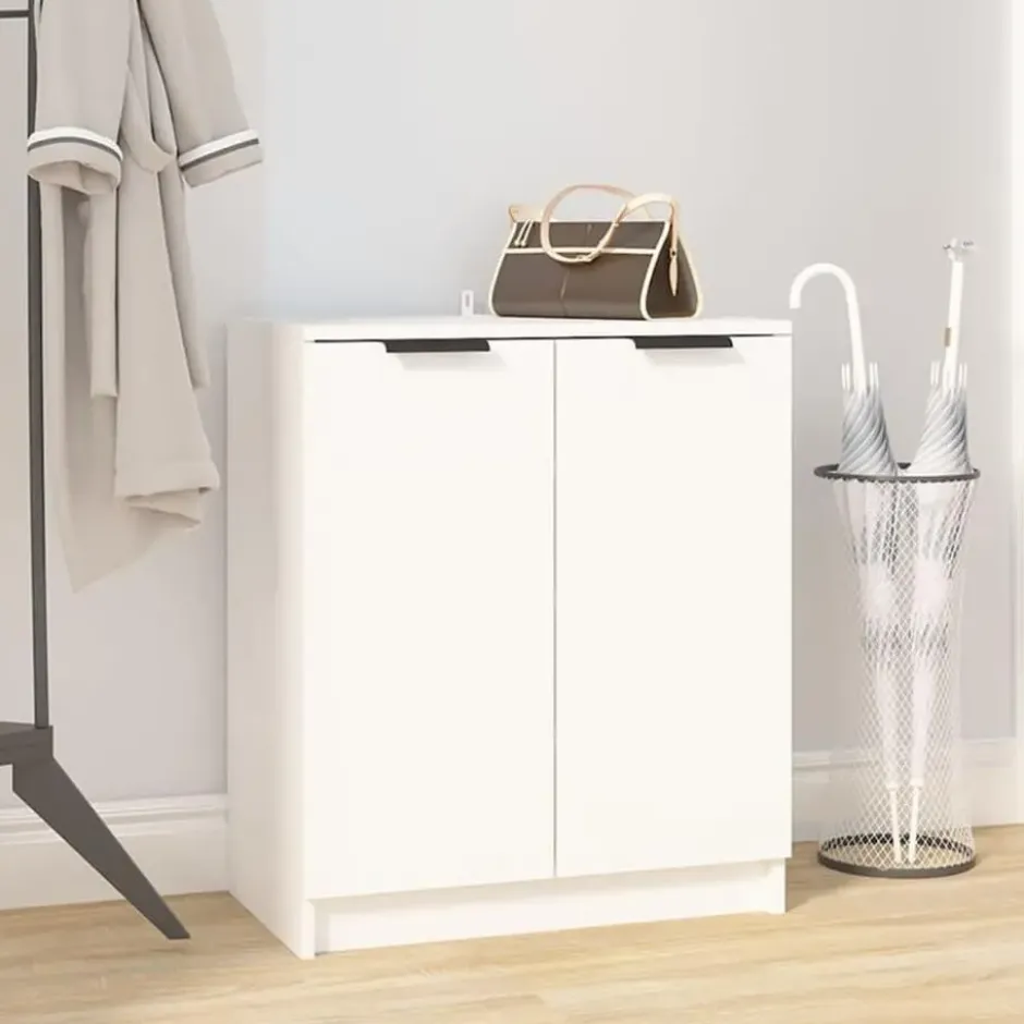 vidaXL - Schoenenkast met 2 deuren - Wit - Bewerkt hout - 59x35x70 cm