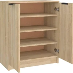 vidaXL - Schoenenkast met 2 deuren - Sonoma eiken - Bewerkt hout - 59x35x70 cm