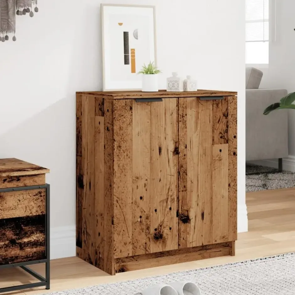 vidaXL - Schoenenkast met 2 deuren - Oud hout - Bewerkt hout - 59x35x70 cm