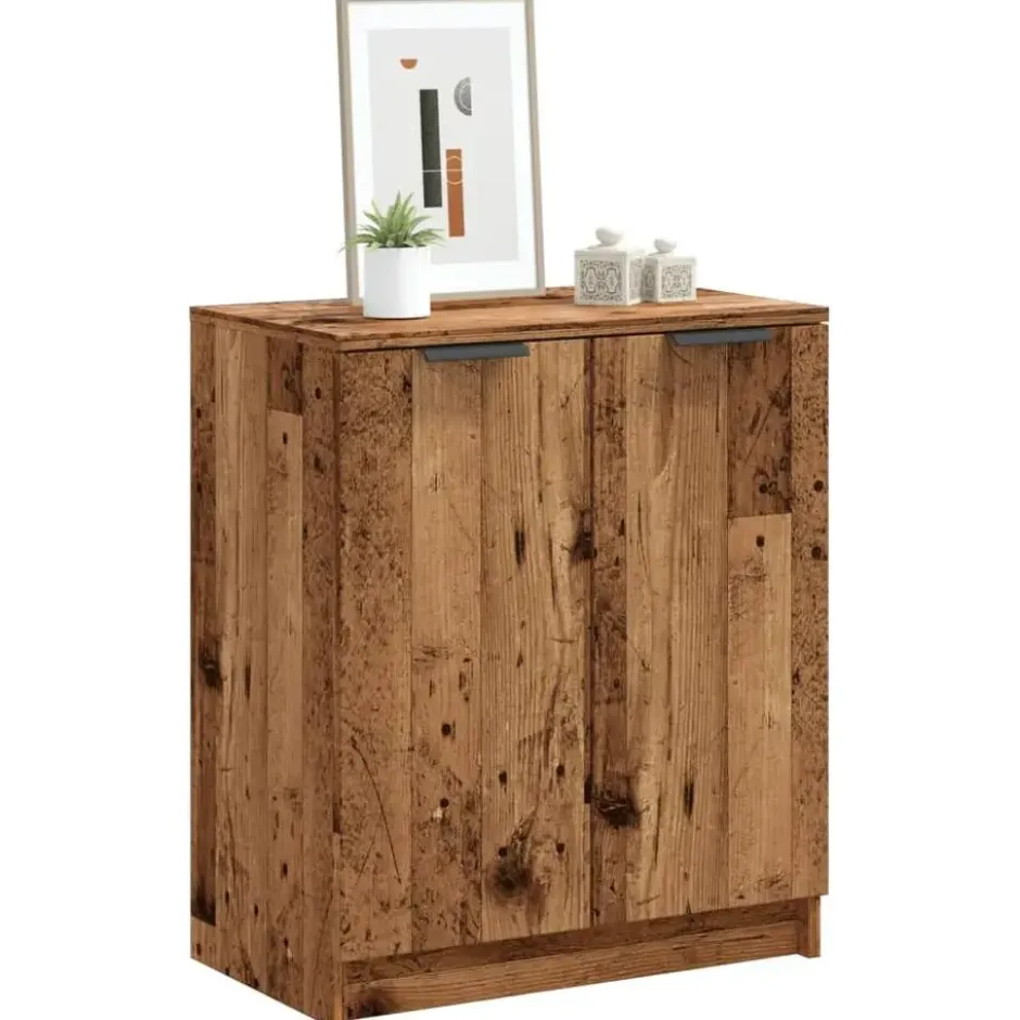 vidaXL - Schoenenkast met 2 deuren - Oud hout - Bewerkt hout - 59x35x70 cm