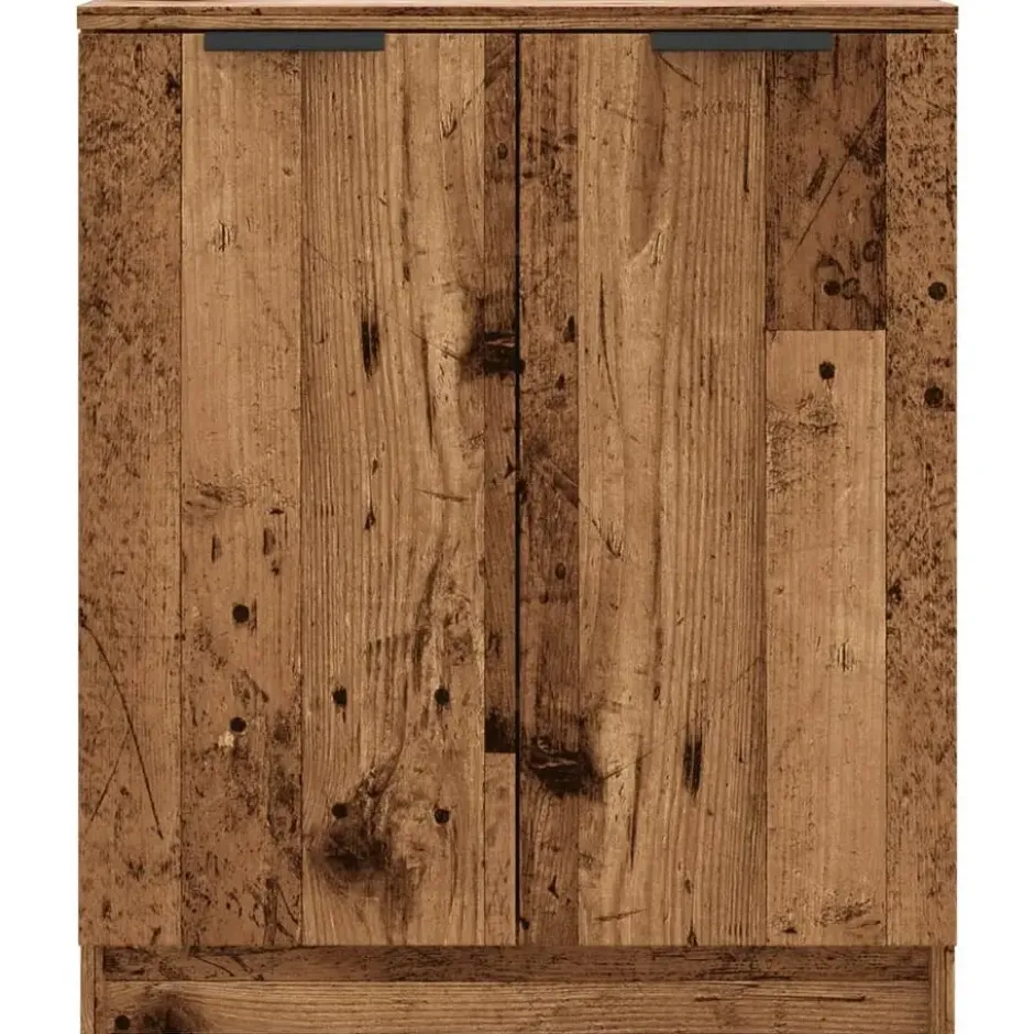 vidaXL - Schoenenkast met 2 deuren - Oud hout - Bewerkt hout - 59x35x70 cm