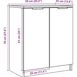 vidaXL - Schoenenkast met 2 deuren - Oud hout - Bewerkt hout - 59x35x70 cm