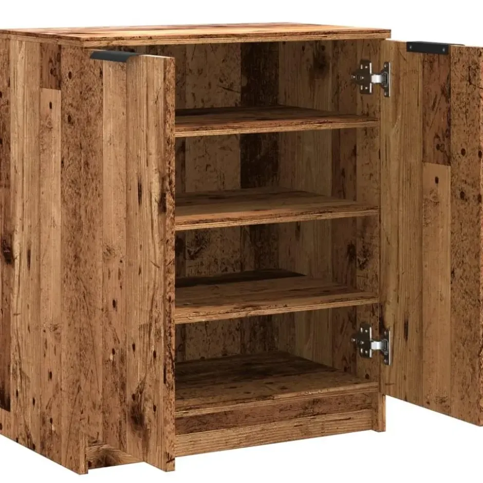vidaXL - Schoenenkast met 2 deuren - Oud hout - Bewerkt hout - 59x35x70 cm