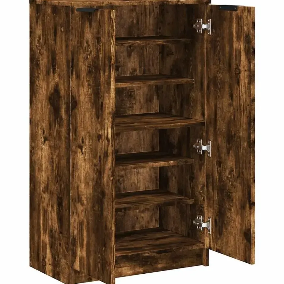 vidaXL - Schoenenkast met 2 deuren - Gerookt eiken - Hout - 59x35x100 cm