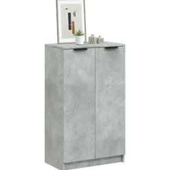 vidaXL - Schoenenkast met 2 deuren - Betongrijs - Bewerkt hout - 59x35x100.5 cm