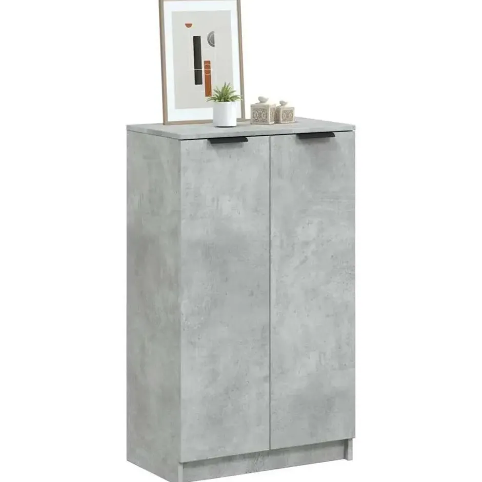 vidaXL - Schoenenkast met 2 deuren - Betongrijs - Bewerkt hout - 59x35x100.5 cm
