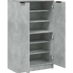 vidaXL - Schoenenkast met 2 deuren - Betongrijs - Bewerkt hout - 59x35x100.5 cm
