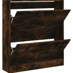 vidaXL - Schoenenkast met 2 kleppen - Gerookt eiken - Hout - 80x21x87.5 cm