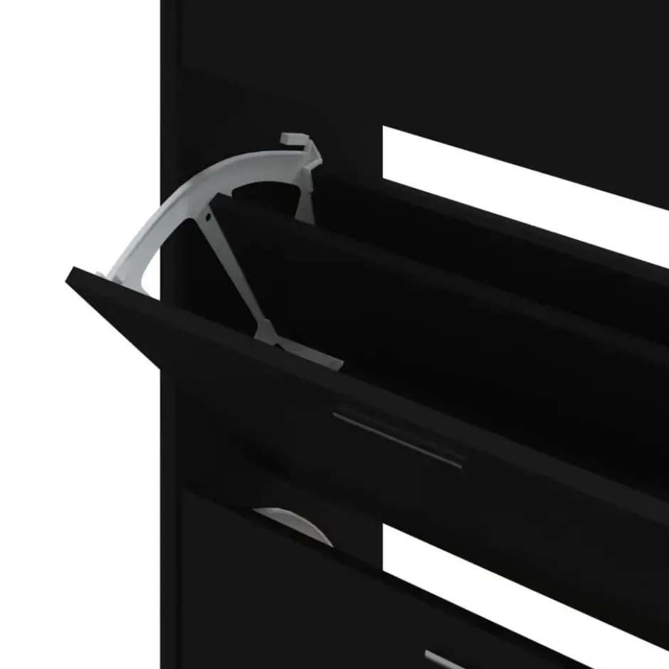 vidaXL - Schoenenkast met 3 kleppen - Zwart - Bewerkt hout - 63x24x103 cm