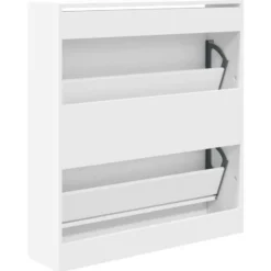 vidaXL - Schoenenkast met 2 kleppen - Wit - Bewerkt hout - 80x21x87.5 cm
