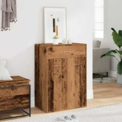 vidaXL - Schoenenkast met 1 lade en 2 deuren - Oud hout - Hout - 60x35x84 cm