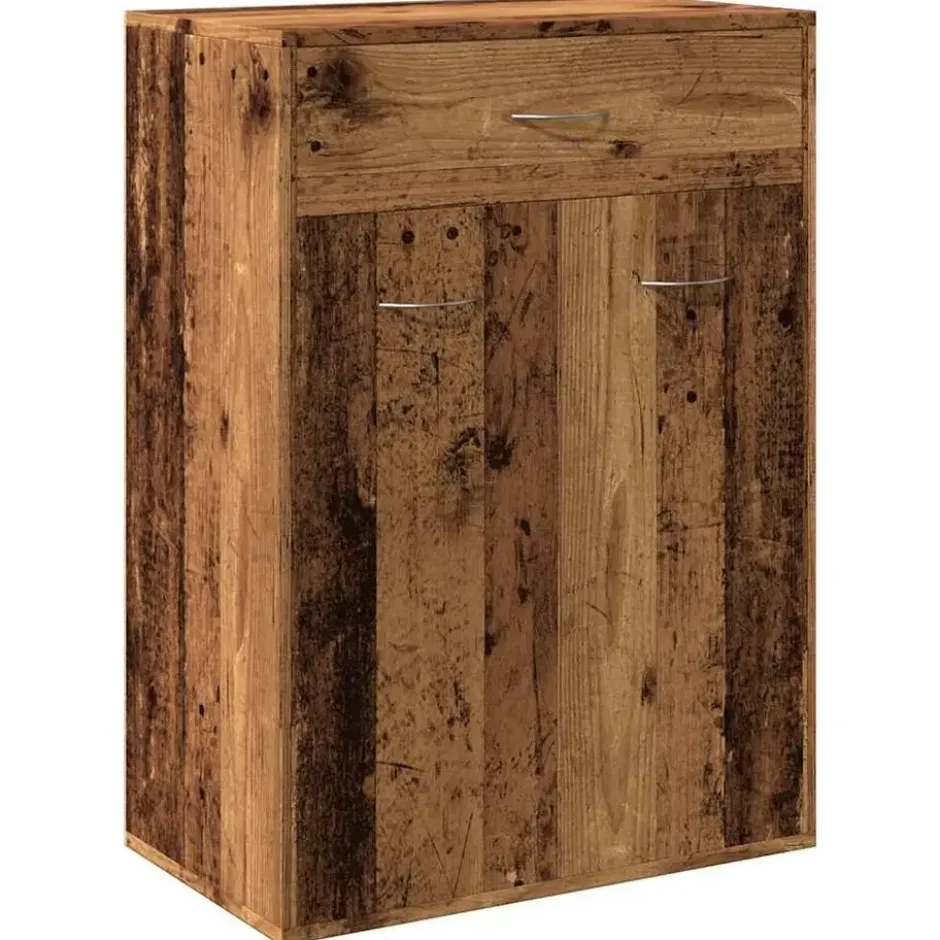 vidaXL - Schoenenkast met 1 lade en 2 deuren - Oud hout - Hout - 60x35x84 cm