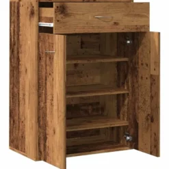vidaXL - Schoenenkast met 1 lade en 2 deuren - Oud hout - Hout - 60x35x84 cm