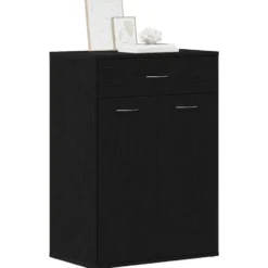 vidaXL - Schoenenkast met 1 lade en 2 deuren - Zwart eiken - Hout - 60x35x84 cm