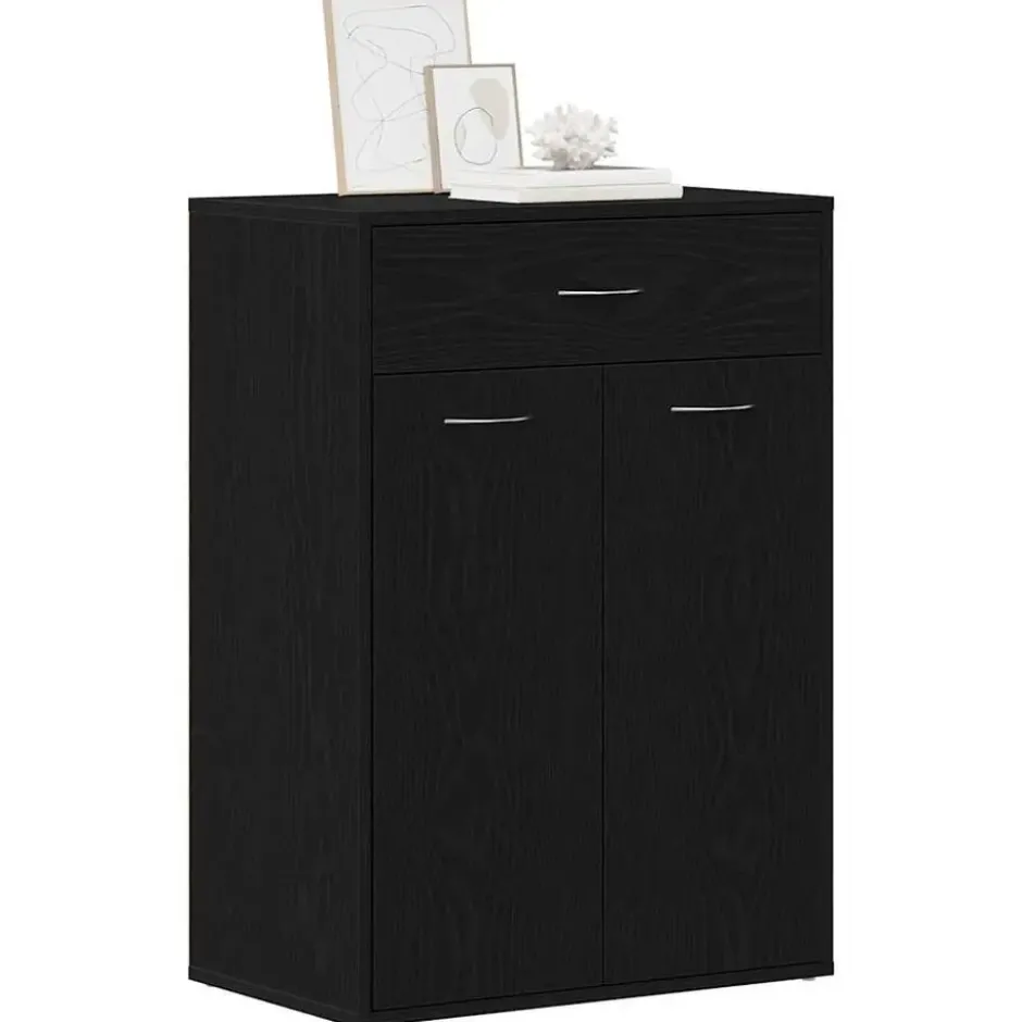 vidaXL - Schoenenkast met 1 lade en 2 deuren - Zwart eiken - Hout - 60x35x84 cm