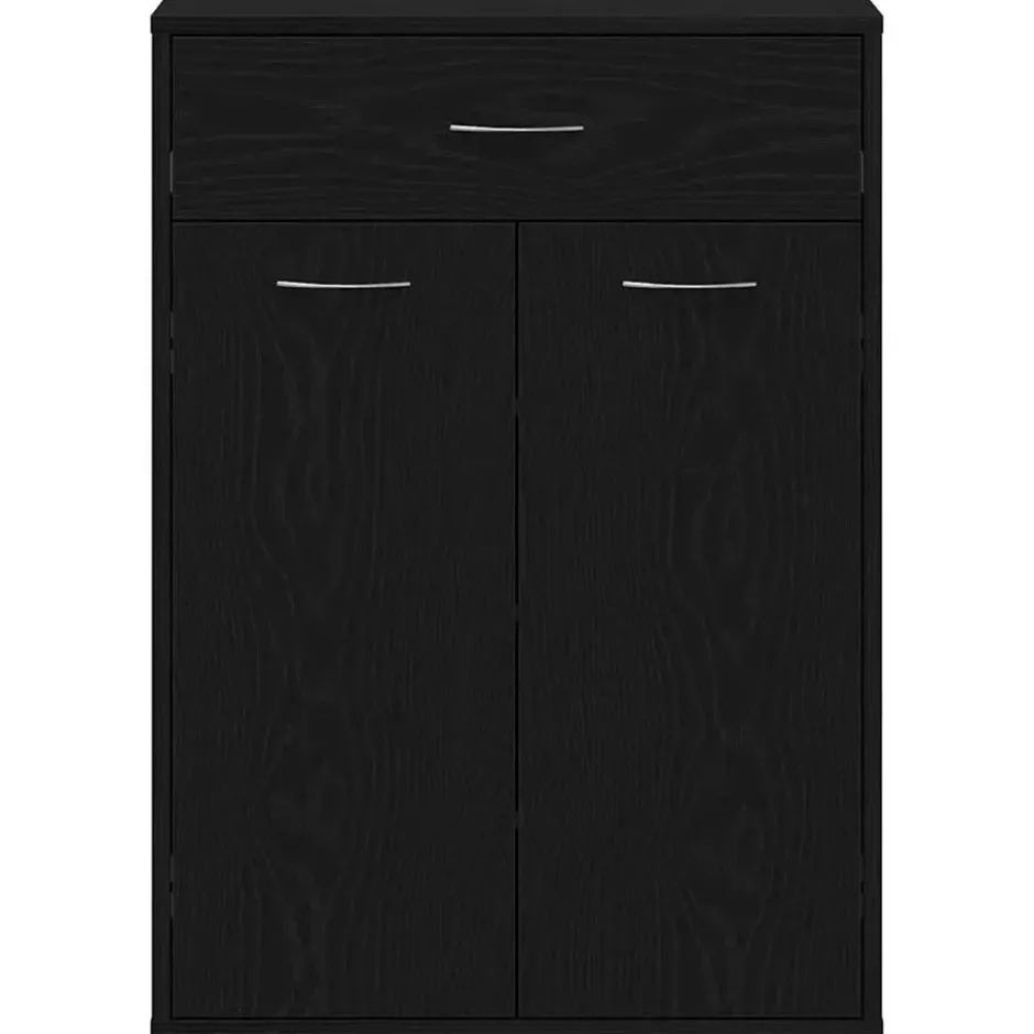 vidaXL - Schoenenkast met 1 lade en 2 deuren - Zwart eiken - Hout - 60x35x84 cm