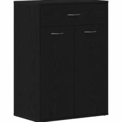vidaXL - Schoenenkast met 1 lade en 2 deuren - Zwart eiken - Hout - 60x35x84 cm